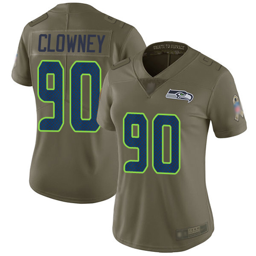 Seattle Seahawks #90 Jadeveon Clowney Olive Women's Stitched Limited 2017 Salute to Service Jersey Womens cheap jerseys for sale - CheapJerseys.Shop