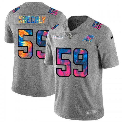 Carolina Carolina Panthers #59 Luke Kuechly Men's Multi-Color 2020 Crucial Catch Jersey Greyheather Men's cheap jerseys for sale - CheapJerseys.Shop