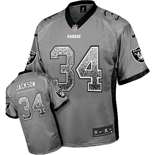 Raiders #34 Bo Jackson Grey Men's Stitched Elite Drift Fashion Jersey cheap jerseys for sale - CheapJerseys.Shop