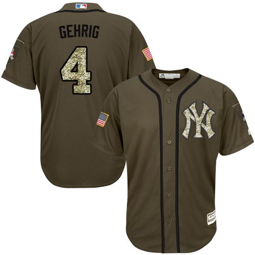 New York Yankees #4 Lou Gehrig Green Salute to Service Stitched Jersey Men's cheap jerseys for sale - CheapJerseys.Shop