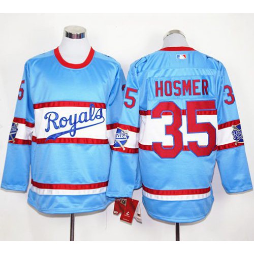 Kansas City Royals #35 Eric Hosmer Light Blue Long Sleeve Stitched Jersey Men's cheap jerseys for sale - CheapJerseys.Shop