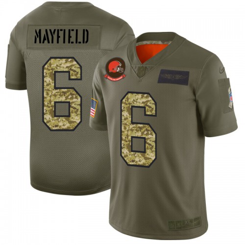 Cleveland Cleveland Browns #6 Baker Mayfield Men's 2019 Olive Camo Salute To Service Limited Jersey Men's cheap jerseys for sale - CheapJerseys.Shop