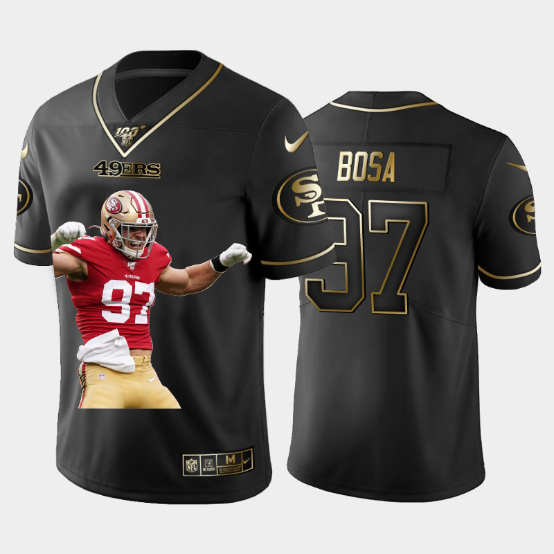 San Francisco 49ers #97 Nick Bosa Team Hero 1 Vapor Limited 100 Jersey Black Golden cheap jerseys for sale - CheapJerseys.Shop