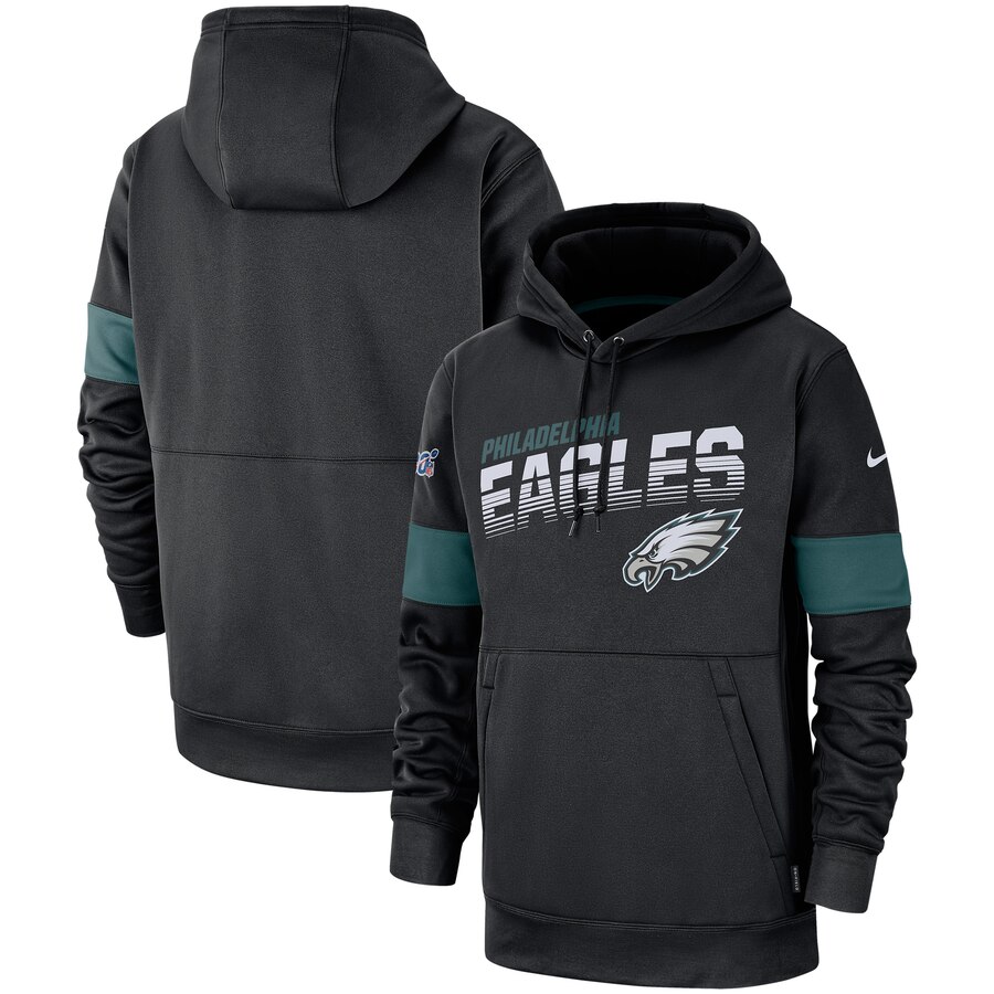 Philadelphia Eagles Sideline Team Logo Performance Pullover Hoodie Black cheap jerseys for sale - CheapJerseys.Shop