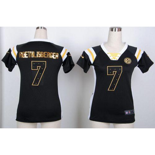 Pittsburgh Steelers #7 Ben Roethlisberger Black Women's Stitched Elite Draft Him Shimmer Jersey Womens cheap jerseys for sale - CheapJerseys.Shop