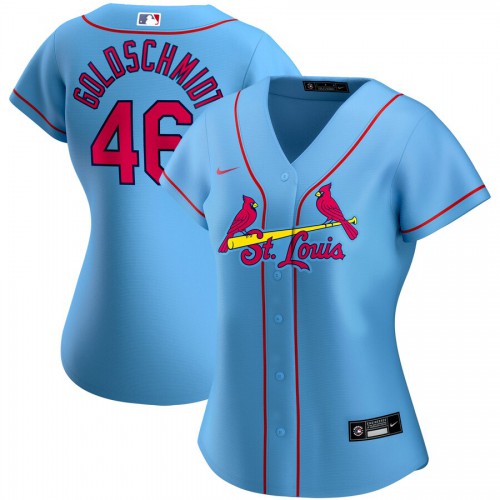 St. Louis St.Louis Cardinals #46 Paul Goldschmidt Women's Alternate 2020 Player Jersey Light Blue Womens cheap jerseys for sale - CheapJerseys.Shop