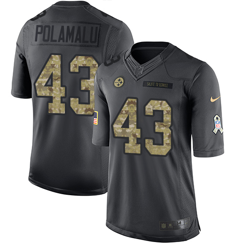 Steelers #43 Troy Polamalu Black Youth Stitched Limited 2016 Salute To Service Jersey cheap jerseys for sale - CheapJerseys.Shop