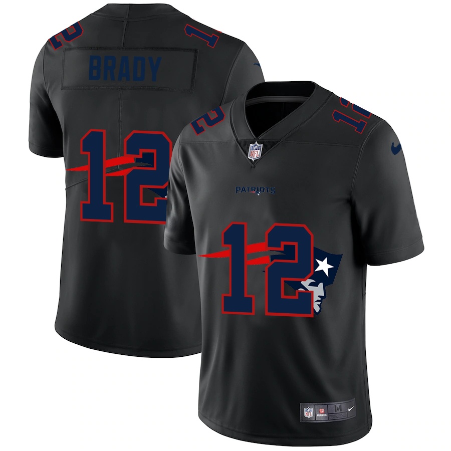 New England Patriots #12 Tom Brady Men's Team Logo Dual Overlap Limited Jersey Black cheap jerseys for sale - CheapJerseys.Shop