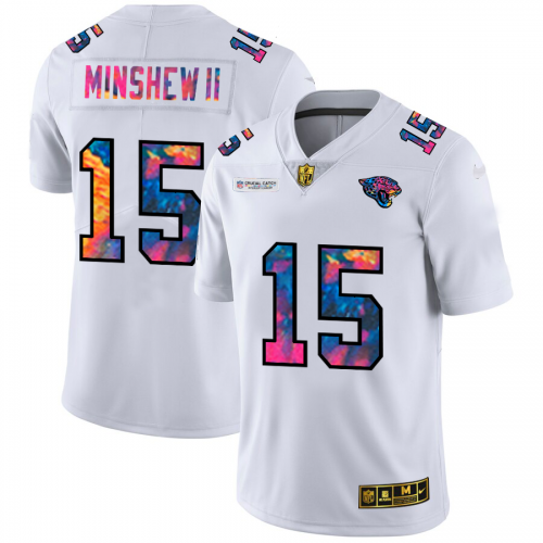 Jacksonville Jacksonville Jaguars #15 Gardner Minshew II Men's White Multi-Color 2020 Crucial Catch Limited Jersey Men's cheap jerseys for sale - CheapJerseys.Shop