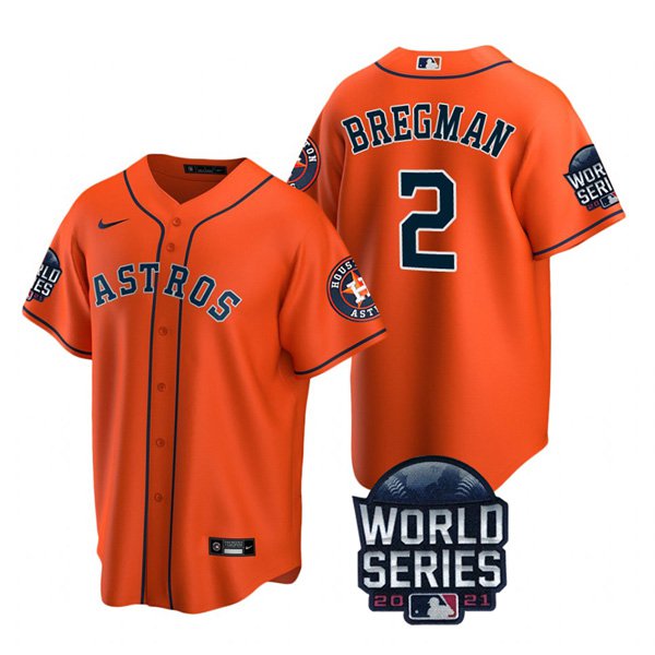 Houston Astros #2 Alex Bregman Men's 150th Anniversary 2021 World Series Game Jersey - Orange cheap jerseys for sale - CheapJerseys.Shop