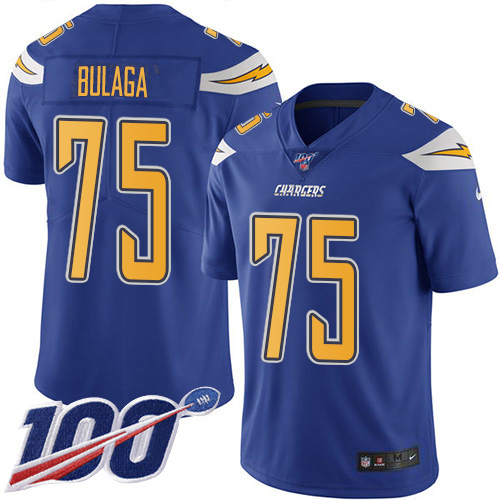 Los Angeles Chargers #75 Bryan Bulaga Electric Blue Men's Stitched Limited Rush 100th Season Jersey Men's cheap jerseys for sale - CheapJerseys.Shop