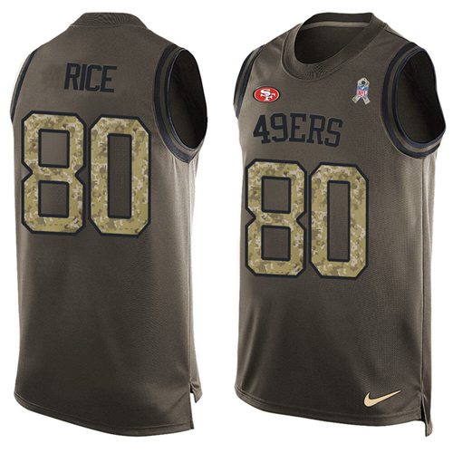 49ers #80 Jerry Rice Green Men's Stitched Limited Salute To Service Tank Top Jersey cheap jerseys for sale - CheapJerseys.Shop