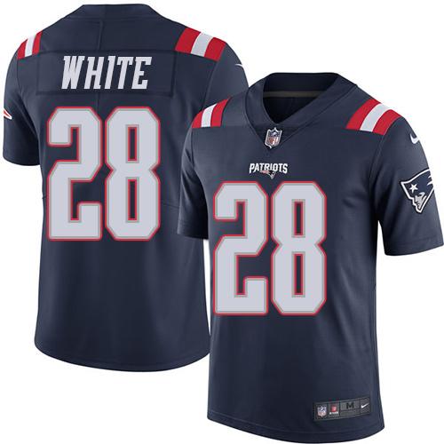New England Patriots #28 James White Navy Blue Men's Stitched Limited Rush Jersey Men's cheap jerseys for sale - CheapJerseys.Shop