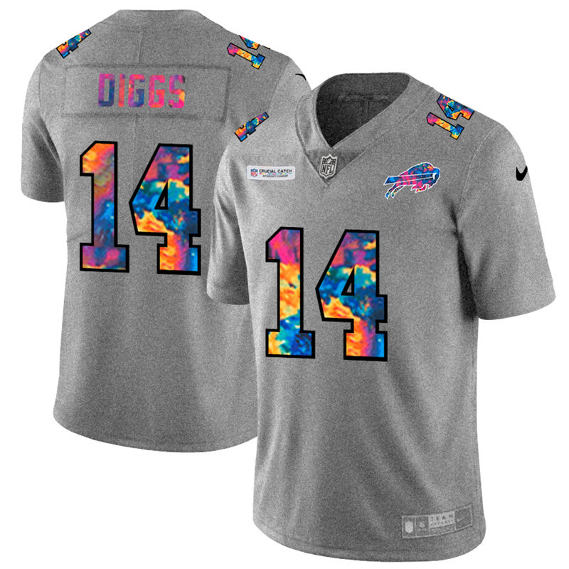 Buffalo Bills #14 Stefon Diggs Men's Multi-Color 2020 Crucial Catch Jersey Greyheather cheap jerseys for sale - CheapJerseys.Shop