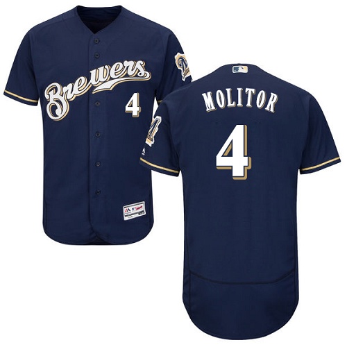 Milwaukee Brewers #4 Paul Molitor Navy Blue Flexbase Authentic Collection Stitched Jersey Men's cheap jerseys for sale - CheapJerseys.Shop
