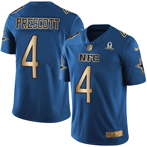 Cowboys #4 Dak Prescott Navy Men's Stitched Limited Gold NFC 2017 Pro Bowl Jersey cheap jerseys for sale - CheapJerseys.Shop