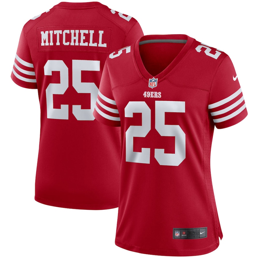 San Francisco 49ers #25 Elijah Mitchell Scarlet Women's 2022-23 Game Jersey cheap jerseys for sale - CheapJerseys.Shop