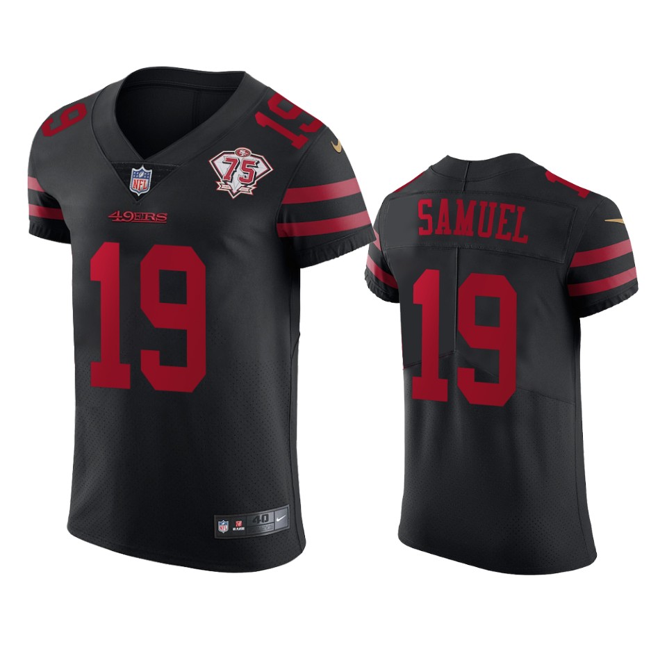 49ers #19 Deebo Samuel Black Alternate Men's 75th Anniversary Stitched Vapor Untouchable Elite Jersey cheap jerseys for sale - CheapJerseys.Shop