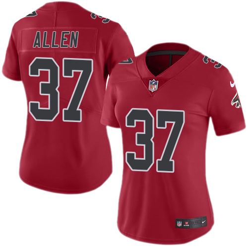 Atlanta Falcons #37 Ricardo Allen Red Women's Stitched Limited Rush Jersey Womens cheap jerseys for sale - CheapJerseys.Shop