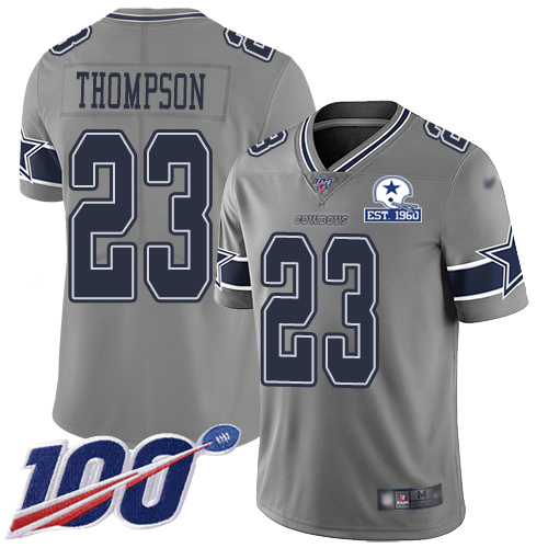 Dallas Cowboys #23 Darian Thompson Gray Men's Stitched With Established In 1960 Patch Limited Inverted Legend 100th Season Jersey Men's cheap jerseys for sale - CheapJerseys.Shop
