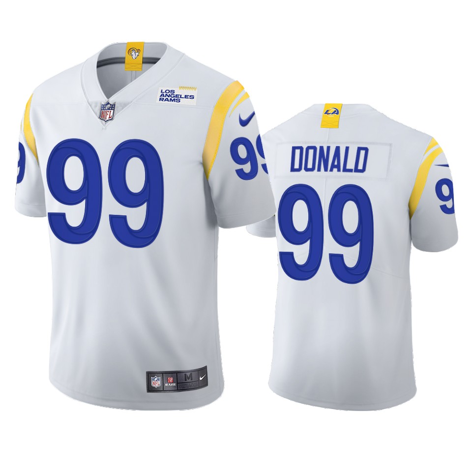 Los Angeles Rams #99 Aaron Donald Men's 2021 Vapor Limited Jersey - White cheap jerseys for sale - CheapJerseys.Shop