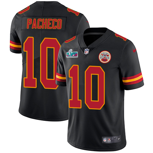 Chiefs #10 Isiah Pacheco Black Super Bowl LVII Patch Men's Stitched Limited Rush Jersey cheap jerseys for sale - CheapJerseys.Shop