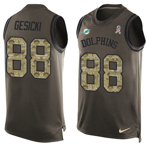 Dolphins #88 Mike Gesicki Green Men's Stitched Limited Salute To Service Tank Top Jersey cheap jerseys for sale - CheapJerseys.Shop