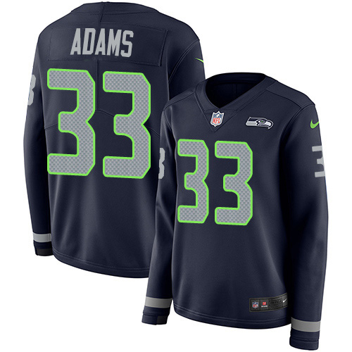 Seahawks #33 Jamal Adams Steel Blue Team Color Women's Stitched Limited Therma Long Sleeve Jersey cheap jerseys for sale - CheapJerseys.Shop