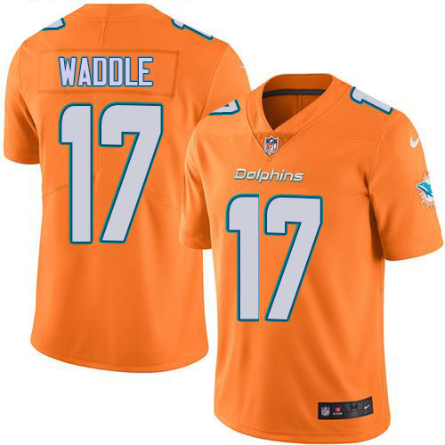 Dolphins #17 Jaylen Waddle Orange Green Youth Stitched Limited Rush Jersey cheap jerseys for sale - CheapJerseys.Shop