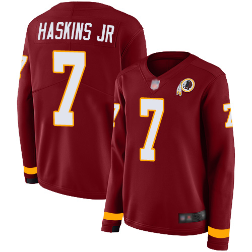 Washington Commanders #7 Dwayne Haskins Jr Burgundy Red Team Color Women's Stitched Limited Therma Long Sleeve Jersey Womens cheap jerseys for sale - CheapJerseys.Shop