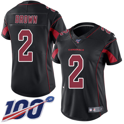 Cardinals #2 Marquise Brown Black Women's Stitched Limited Rush 100th Season Jersey cheap jerseys for sale - CheapJerseys.Shop