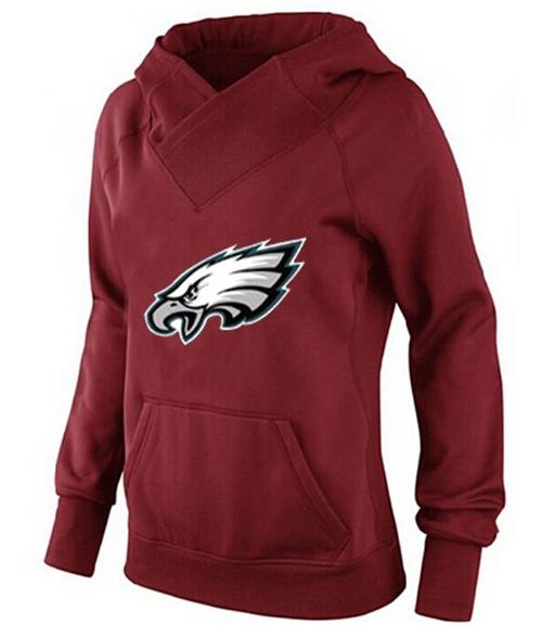 Women's Philadelphia Eagles Logo Pullover Hoodie Red-1 cheap jerseys for sale - CheapJerseys.Shop