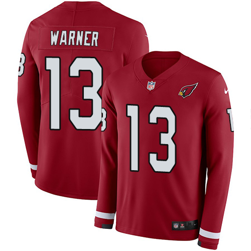 Arizona Cardinals #13 Kurt Warner Red Team Color Men's Stitched Limited Therma Long Sleeve Jersey Men's cheap jerseys for sale - CheapJerseys.Shop