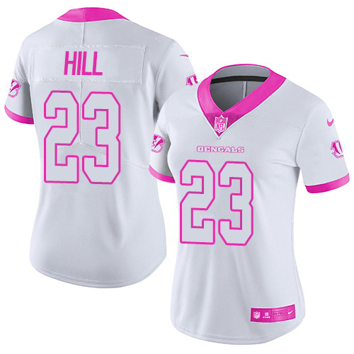 Bengals #23 Daxton Hill White/Pink Women's Stitched Limited Rush Fashion Jersey cheap jerseys for sale - CheapJerseys.Shop