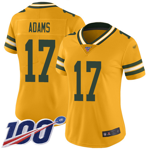 Packers #17 Davante Adams Gold Women's Stitched Limited Inverted Legend 100th Season Jersey cheap jerseys for sale - CheapJerseys.Shop
