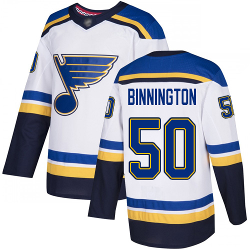 St. Louis Blues #50 Jordan Binnington White Road Authentic Stitched Jersey Men's cheap jerseys for sale - CheapJerseys.Shop