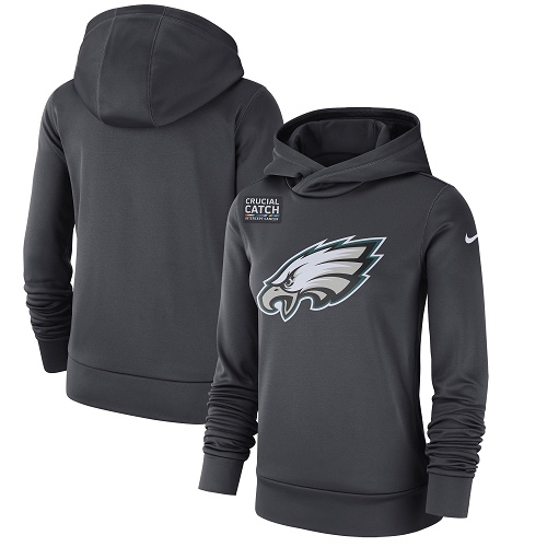 Women's Philadelphia Eagles Anthracite Crucial Catch Performance Pullover Hoodie cheap jerseys for sale - CheapJerseys.Shop