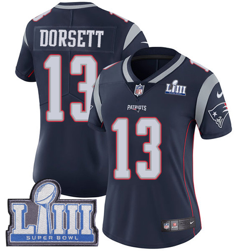 New England Patriots #13 Phillip Dorsett Navy Blue Team Color Super Bowl LIII Bound Women's Stitched Vapor Untouchable Limited Jersey Womens cheap jerseys for sale - CheapJerseys.Shop