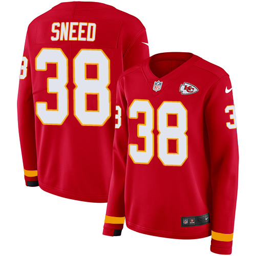 Chiefs #38 L'Jarius Sneed Red Team Color Women's Stitched Limited Therma Long Sleeve Jersey cheap jerseys for sale - CheapJerseys.Shop
