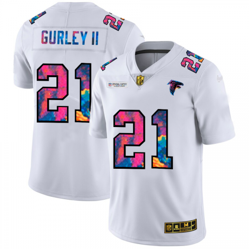 Atlanta Atlanta Falcons #21 Todd Gurley II Men's White Multi-Color 2020 Crucial Catch Limited Jersey Men's cheap jerseys for sale - CheapJerseys.Shop
