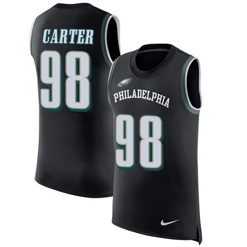 Eagles #98 Jalen Carter Black Alternate Men's Stitched Limited Rush Tank Top Jersey cheap jerseys for sale - CheapJerseys.Shop