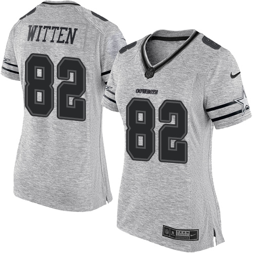 Dallas Cowboys #82 Jason Witten Gray Women's Stitched Limited Gridiron Gray II Jersey Womens cheap jerseys for sale - CheapJerseys.Shop