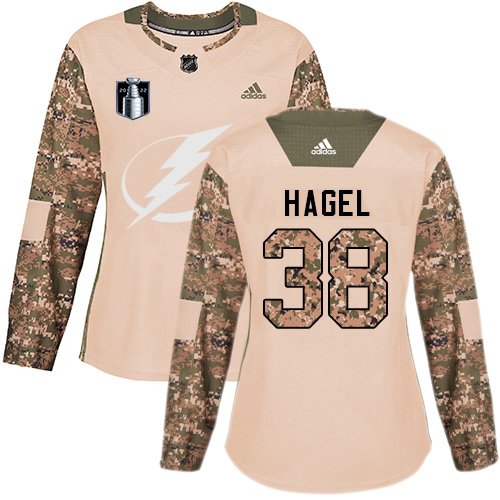 Tampa Bay Lightning #38 Brandon Hagel Camo Women's Authentic 2022 Stanley Cup Final Patch Veterans Day Stitched Jersey Womens cheap jerseys for sale - CheapJerseys.Shop