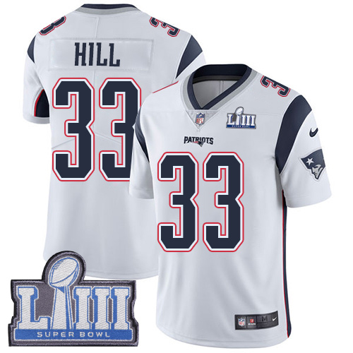 New England Patriots #33 Jeremy Hill White Super Bowl LIII Bound Men's Stitched Vapor Untouchable Limited Jersey Men's cheap jerseys for sale - CheapJerseys.Shop