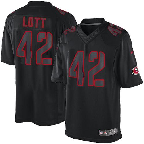 San Francisco 49ers #42 Ronnie Lott Black Men's Stitched Impact Limited Jersey Men's cheap jerseys for sale - CheapJerseys.Shop