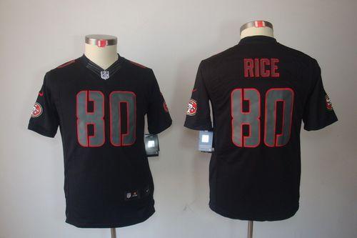 49ers #80 Jerry Rice Black Impact Youth Stitched Limited Jersey cheap jerseys for sale - CheapJerseys.Shop