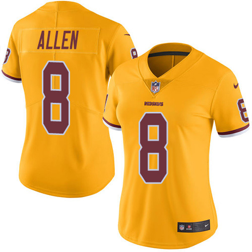 Washington Commanders #8 Kyle Allen Gold Women's Stitched Limited Rush Jersey Womens cheap jerseys for sale - CheapJerseys.Shop