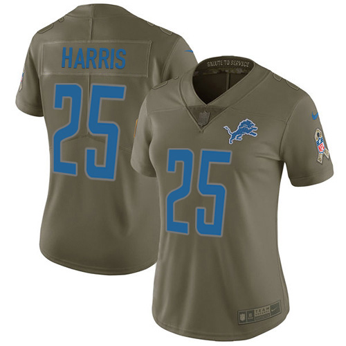 Detroit Lions #25 Will Harris Olive Women's Stitched Limited 2017 Salute to Service Jersey Womens cheap jerseys for sale - CheapJerseys.Shop