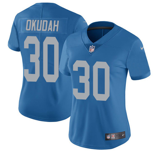 Detroit Lions #30 Jeff Okudah Blue Throwback Women's Stitched Vapor Untouchable Limited Jersey Womens cheap jerseys for sale - CheapJerseys.Shop
