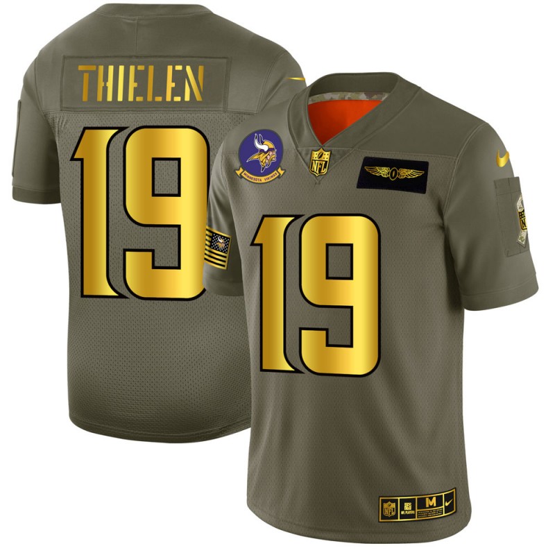 Minnesota Vikings #19 Adam Thielen Men's Olive Gold 2019 Salute To Service Limited Jersey cheap jerseys for sale - CheapJerseys.Shop